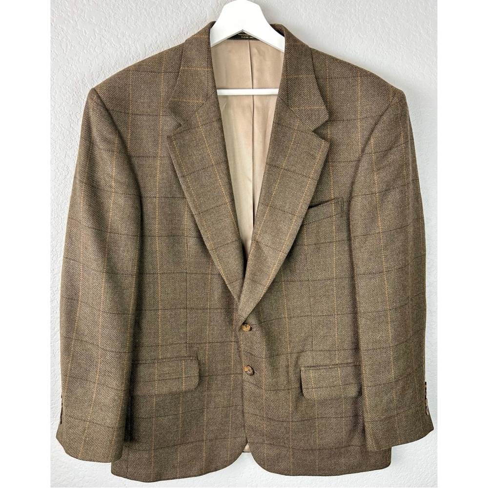 Oscar De La Renta Menswear Wool Sports Jacket Academia Plaid, size 42S - Picture 5 of 10